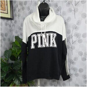 PINK Victoria's Secret Black and White Cowl Neck Sweatshirt